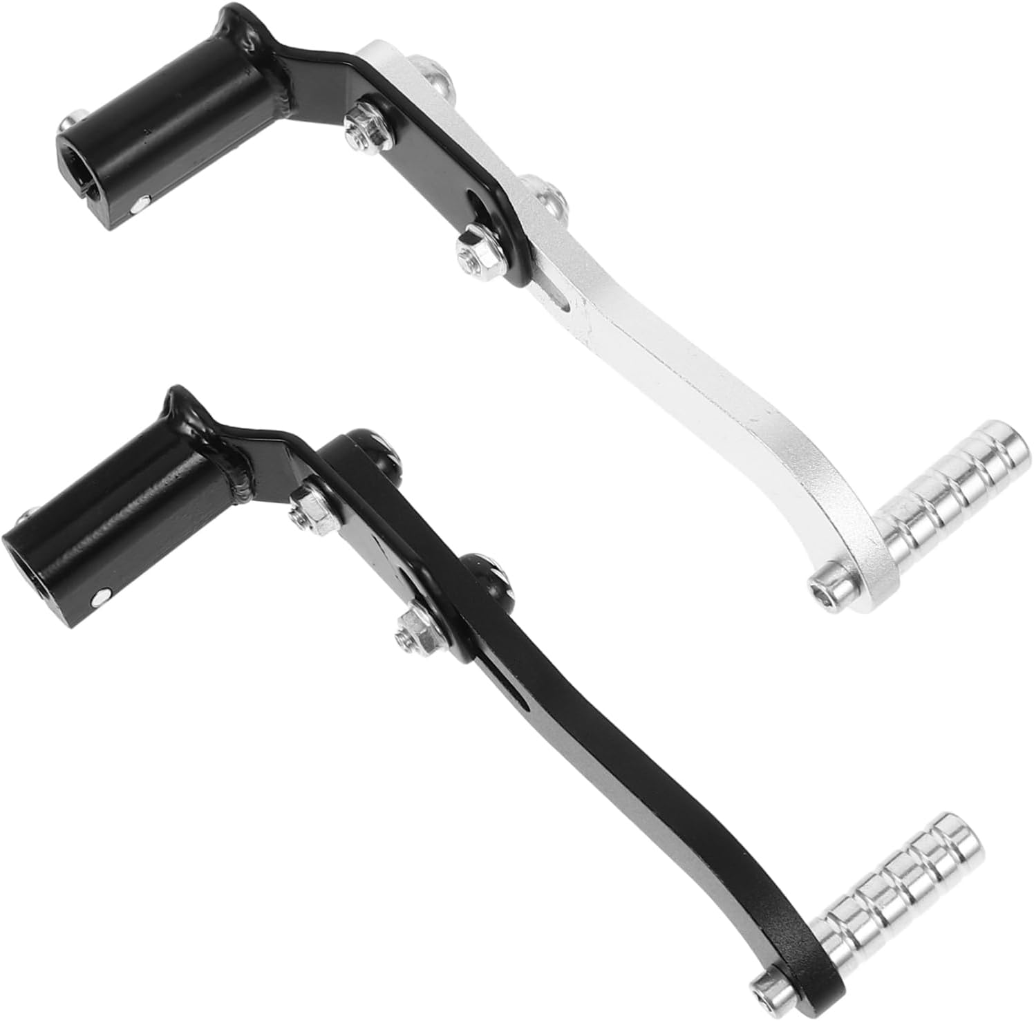 OUNONA 2 Szt. Sztuk Levers Do Motocykla Aluminiowy Dźwignia Zmiany Biegów Do Motocykli Off Road i Atv Akcesoria Motocyklowe Eleganckim Czarno Srebrnym Wykończeniu