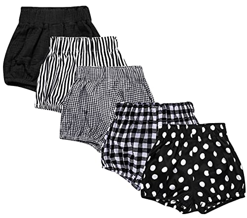 Image of EISHOW 5 Pieces Newborn Boy Girl Diaper Covers Under Dresses Infant Underwear Panty Toddler Baby Shorts for 0-24 Months