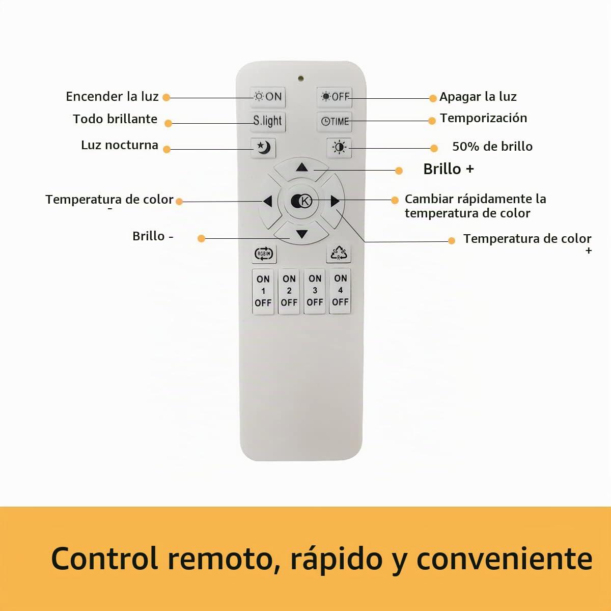 Lámpara de Techo LED 28W Regulable 3000K-6500K | Moderna Lámpara de Araña de Techo con Control Remoto Cromada para Sala de Estar, Pasillo, Estudio
