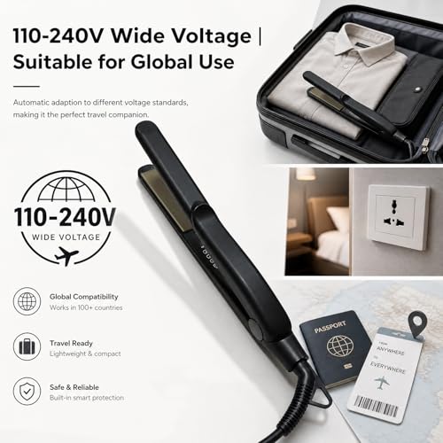 Plancha para cabello con temperatura ajustable y voltaje amplio miniatura 4