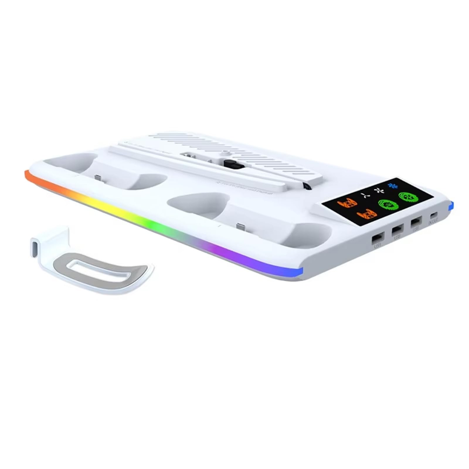Base di raffreddamento e stazione di ricarica con effetti luminosi e ventola di raffreddamento a 3 velocità per console di gioco