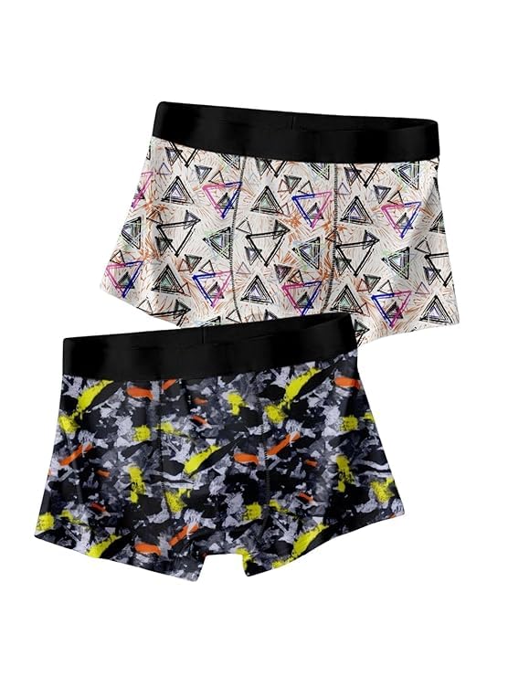 Men's Airsoft Trunks Underwear, Regular Fit Boxer Briefs with Imported Nylon Fabric, Breathable Stretch Innerwear Multicolor Printed Design-image-2