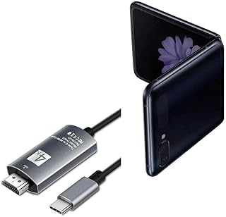 BoxWave Cable Compatible with Samsung Galaxy Z Flip - SmartDisplay Cable - USB Type-C to HDMI (6 ft), USB C/HDMI Cable - Jet Black