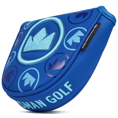 Craftsman Golf Monogram Synthetic Leather Headcover Mallet Putter Cover Protector Navy Blue