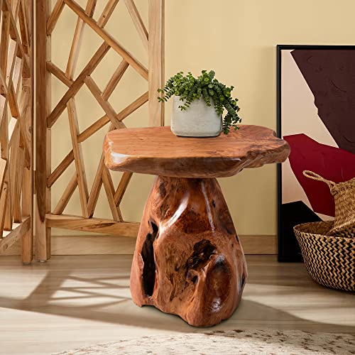 Warmaxx WARMUSHSTOOLNEW2 Cedar Natural Shape Stump Stool 13.5"X12"X14"H Solid Wood End Table Rustic Plant Stand Live Edge Coffee Table For Living Room Bedroom Patio Accent Side Table Outdoor Garden Sit Foot Stool thumb #3
