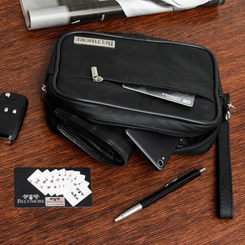 Bolso de piel para hombre: evita bolsillos llenos con este diseño negro de 2 vías 2