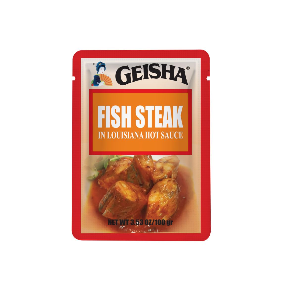 GEISHA Fish Steak in Louisiana Hot Sauce 3.53oz (Pack of 24), Fish Steak| HALAL & Kosher Certified – Gluten Free – Wild Caught – Good Source of