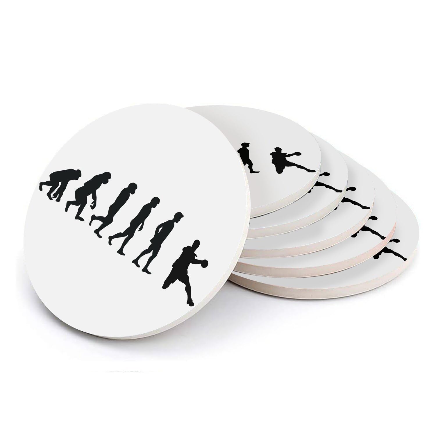 Sous verre ronds en céramique handball dessous de verre sport athlète lot de 6