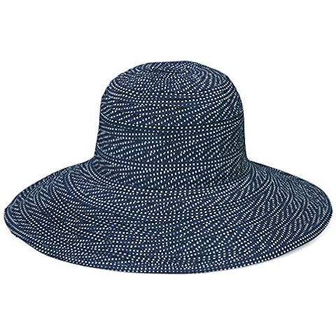 Wallaroo Hat Company Women’s Scrunchie Sun Hat - UPF 50+, Ultra-Lightweight, Packable for Every Day, Designed in Australia, Navy/White Dots Cover