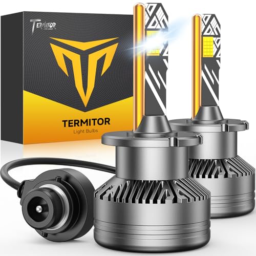 Termitor D2S Bulbs, 55,000LM 1000% Brighter 6500K Cool White, 1:1 Mini Size HID Fog Lights Replacement, Plug and Play, CAN-Bus Ready, IP68 Waterproof Exterior Light Bulbs, Pack of 2