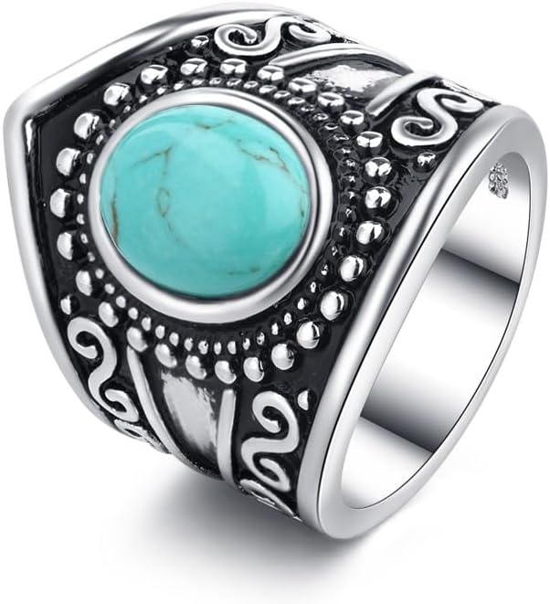 Men 925 Silver Ring Gift Gemstone Turquoise Wedding Engagement Size 6-10 (6)