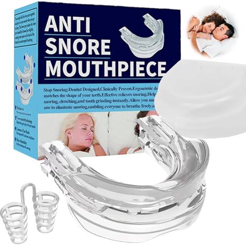 Leogony Mouth Guard Anti Snore, Stop Snoring Devices with Nose Plugs, Mouthpiece for All Mouth Types