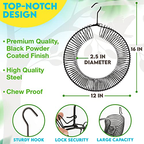 Hanging Peanut Wreath Bird Feeder, 16 Inch, Rust & Uv Resistant, Weatherproof, Solid Steel Durable Black Whole Peanut Wild Bird Feeder With Hanging Hook. #TOP3