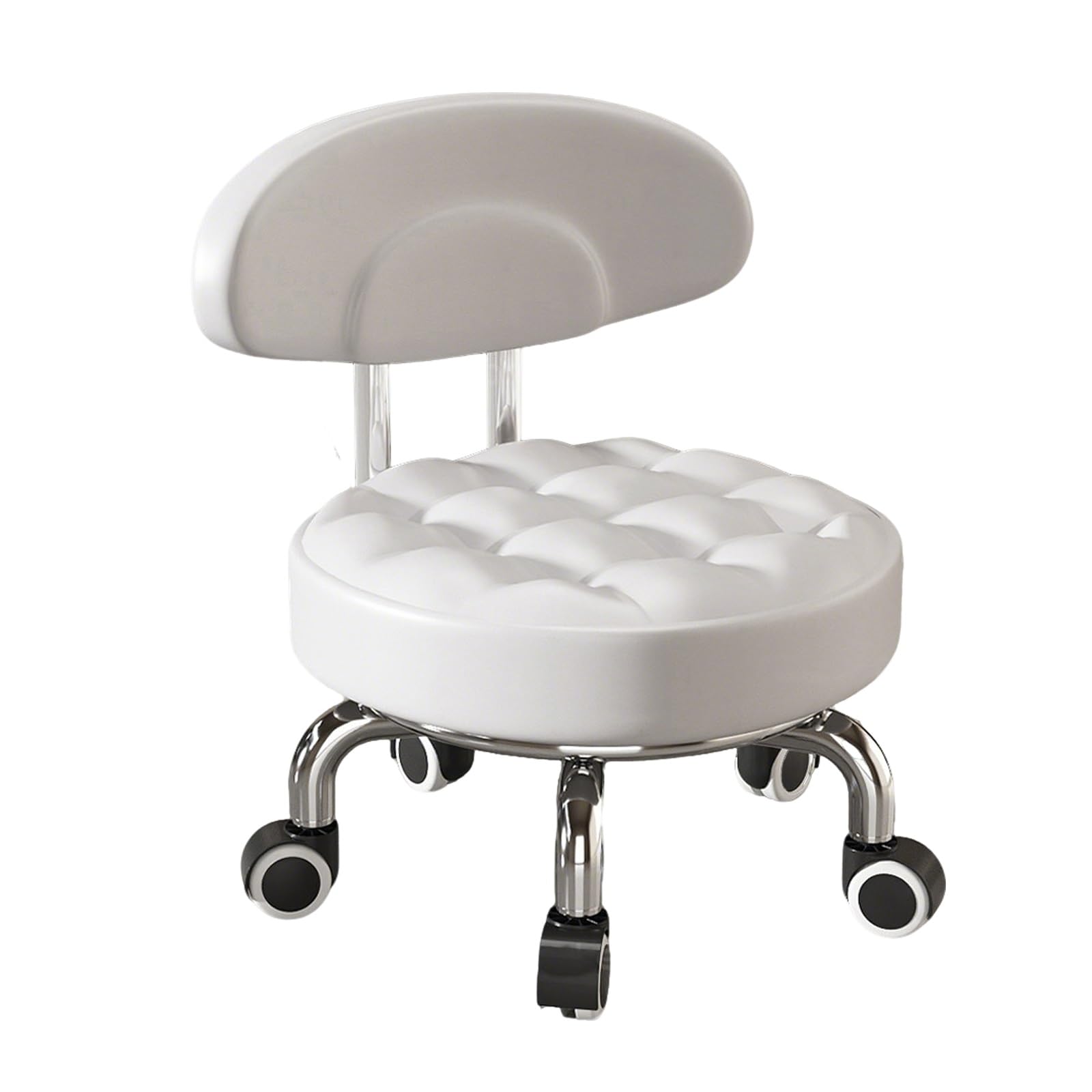 Tabouret à roulettes silencieux et flexible avec dossier en similicuir