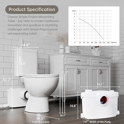 Simple Project MT-1 600W Macerating Toilet System, Silent & Powerful Upflush Toilet thumb #8