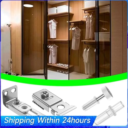 Kit de herrajes para puerta plegable 4 piezas 7/8 pulg Guías con ruedas para reparación de puertas corredizas de granero miniatura 2
