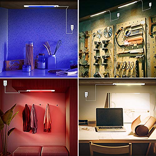 LUXSWAY Plug in Color Changing Led Bar Light,Led RGB Strip Light with Remote,Super Bright Under Cabinet Lighting,Multicolor Stick On Light for Under Counter, Desk,Cupboard, Room (18 Inch) - Image 5
