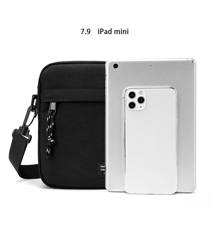 Adjustable One Shoulder Crossbody Zip Bag Adjustable Strap Lightweight Waterproof Scratches Proof Woman and Man Street style Hiking Biking Travel Adult Nylon 7.5 Inch Black4
