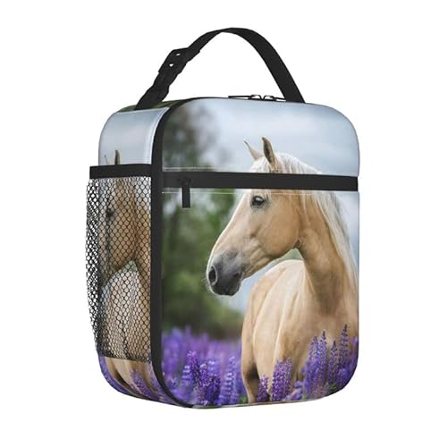 Guonai White Horse Reusable Lunch Box For Men Women Children Lunch Bag Insulated Handbag For Travel Work Picnic #TOP1