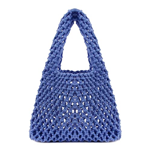 Image of Naimo Straw Beach Bag Woven Rattan Shoulder Bag Fishing Net Handbag Cotton Rope Tote Summer Crochet Hobo Bag