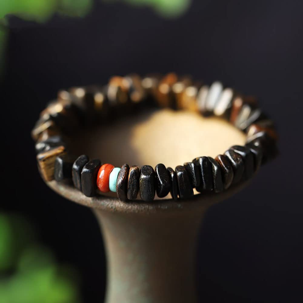 Mala + modlitewny + koraliki + bransoletka, Bransoletka z koralików drewnianych Kalimantan Agarwood, ręcznie robiona, z zawieszką Buddy Modlitwy
