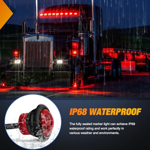 Image of Nilight 3 /4 inch Round Marker Light 10PCS Red LED 3 Connectors Brake Lights | Bullet Clearance Lights IP68 Waterproof For Trailer Truck Camper Van Boat Bus