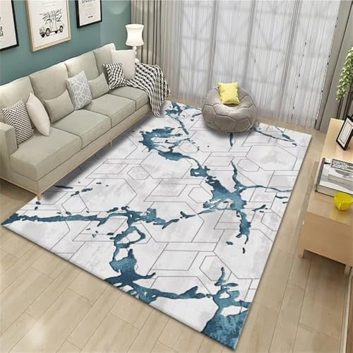 Tapis lavable résistant à l'humidité et indéformable bleu 60x100 - 2