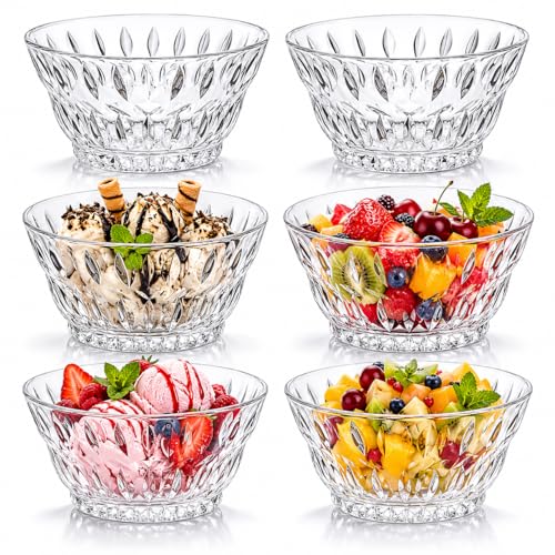 Image of WRINGO Glass Bowl for Kitchen Prep, Dessert, Dips, and Candy Dishes, Cake, Snack Bowl Set of 6 Or Nut Bowls, and Microwave Safe Clear Glass Bowls for Mixing, Storing Size 4.5 Inch (WR-03), 250 ml