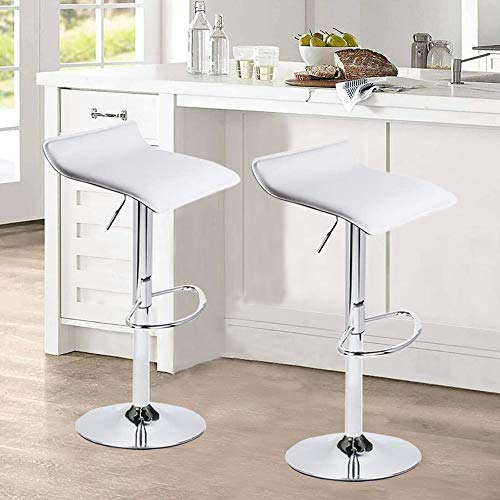 Adjustable Bar Stools, Adjustable Pu Leather Bar Stool Counter Swivel Chrome Bistro Dining Chair Set Of 2 (White, 1) #TOP2