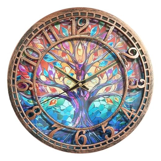 Tree of Life Wall Clock 12inch Silent Movement Non-Ticking Clock Precise Timekeeping Wall Clock Suitable for Living Rooms Bedrooms Offices Ideal for Home Decor Gifts Antique Copper