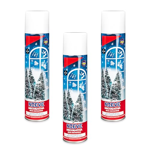 BESCH Espuma Nieve Artificial Spray Decoración Navidad para Arbol, Pulverización de Nieve, Bote Spray Efecto Nieve, Copos de Nieve (Nieve Decorativa 300ml, Pack 3)