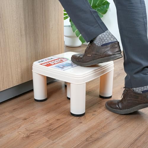 Image of Nayasa Strong Stool | Durable Plastic Stool | Ideal for Office Use, Kitchen and Bathroom Use, Shops and, Hospital Use, Plastic Stool for Home Use | Cream