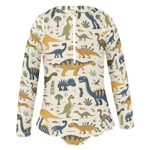 Cute Dinosaur Dino Girls Long Sleeve One-Piece Swimsuit UV Protection Quick Dry Swimwear Bathing Suit 208560382