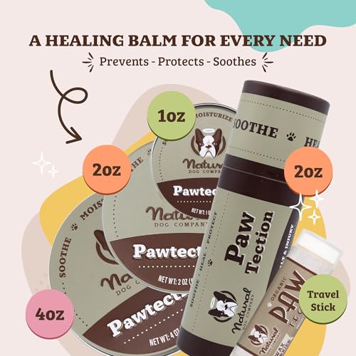Image of Natural Dog Company PawTection Dog Paw Balm, 4 Pack, Protects Paws from Hot Surfaces, Sand, Salt, & Snow, Organic, All Natural Ingredients (0.15 oz Travel Stick) X 4