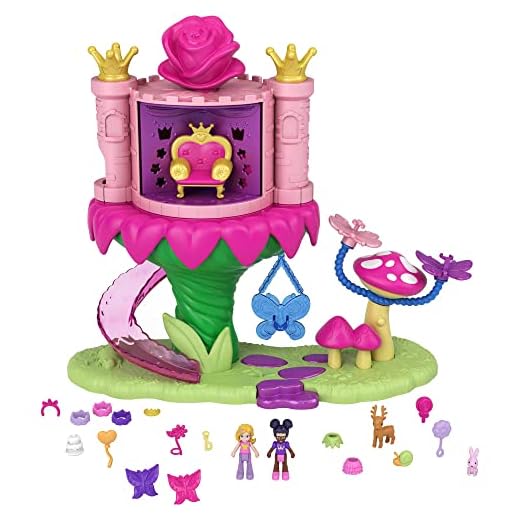 Polly Pocket Paseo de la Princesa Hada, set de juego con muñeca, mascota y accesorios, juguete para niñas y niños mayores de 4 años (Mattel GYK43)