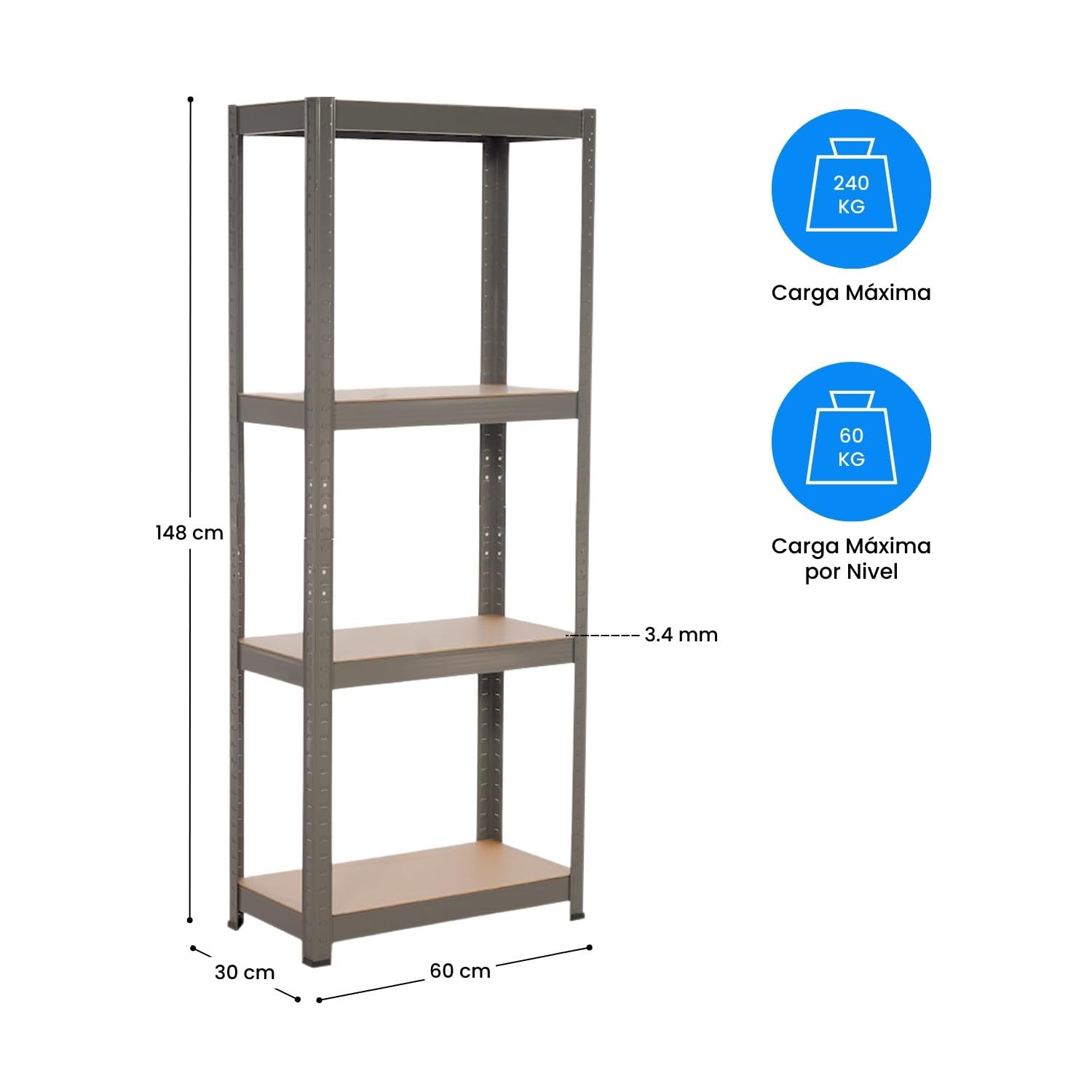 Simple Deluxe Scaffale a 4 ripiani, scaffale in metallo con ruote, regolabile in altezza, organizer per cucina, bagno, ufficio o altri spazi domestici, 45 x 30 x 110 cm, nero