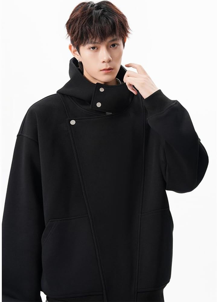 [BE Thrived] パーカー メンズ 長袖 ジップパーカー ユニセックス 裏起毛 厚手 ドロップショルダー ショート丈 スナッ