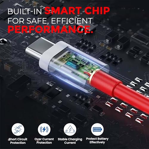 Image of MMAK 120W Charging Cable USB to Type C Warp Charge55 Super Charge Cable Compatible for Oneplus11,11R,10Pro,10R,10T,9RT,9R,8R,8T Cable for 6 /6T /7 /7T,Ce2 Lite 5G (Red)
