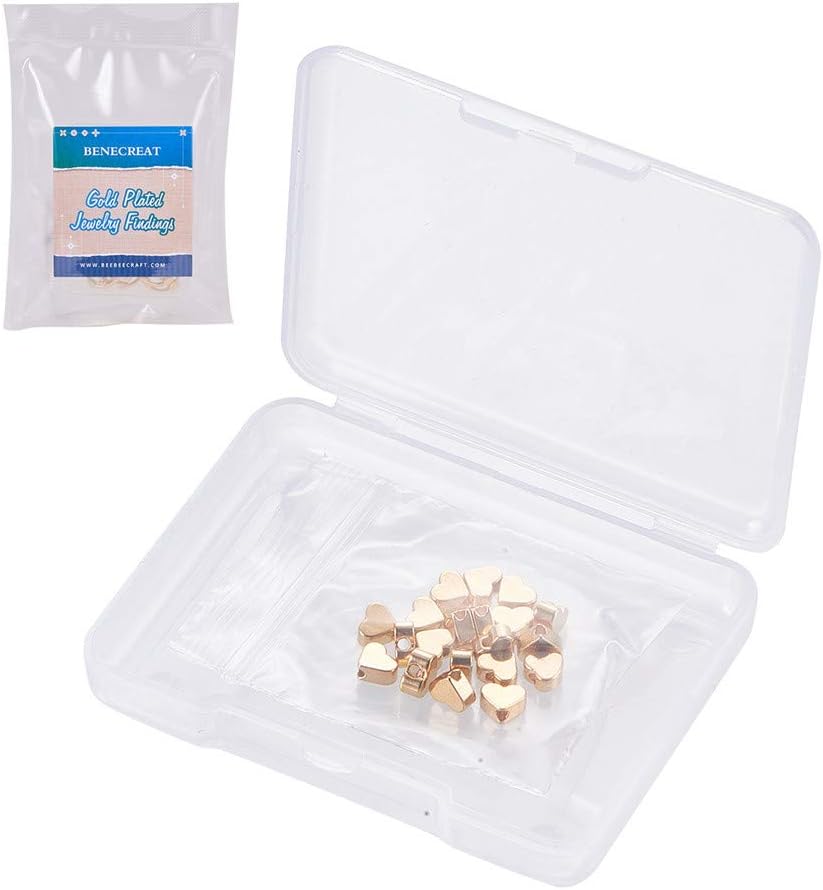 BENECREAT 20 PCS 18K Gold Plated Beads Metal Beads for DIY Jewelry Making and Other Craft Work - 4.5x5x2.5mm, Heart Shape - Image 5