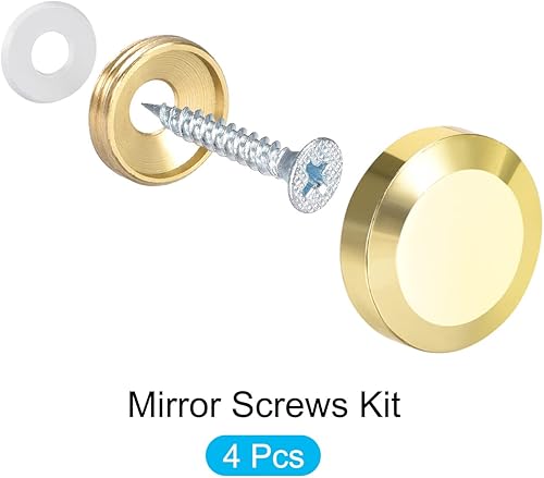Miniatura 5 de METALLIXITY Tornillos de espejo (0.98 pulgadas), 4 piezas, cubierta decorativa de latón pulido con accesorios, para accesorios de publicidad,