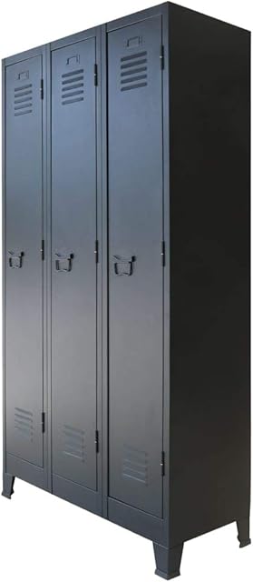 vidaXL Locker Cabinet Metal Industrial Style Black Storage Wardrobe Organiser