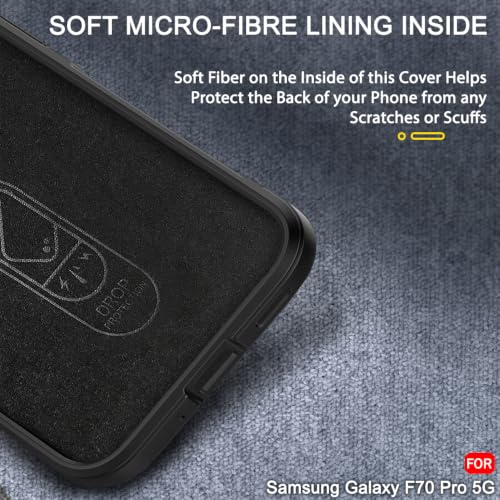 Image of TheGiftKart Liquid Silicon Back Cover Case for Samsung Galaxy F70 Pro 5G | ShockProof Military Grade Protection | Micro-Fibre Cloth On Inner Side | Built-in Anti-Slip Grip Back Cover Case (TPU, Black)