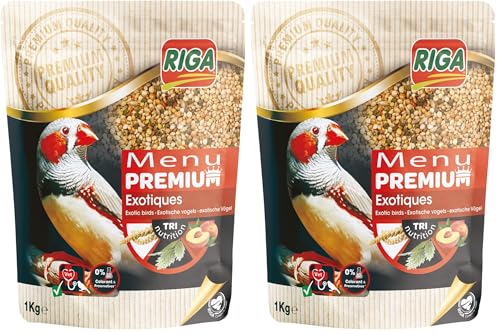 Riga - Menu Premium pour Oiseaux Exotiques - Mélange de Graines, Céréales et Protéines Végétales - Concept Tri-Nutrition - Aide à Un Fonctionnement...