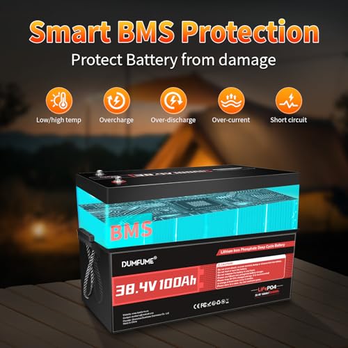 Image of 36V 100Ah LiFePO4 Lithium Battery Built-in 200A BMS & 15000 Cycles,3840W Motor Support,High Energy Density Golf Cart Battery,RV,Home Energy Storage,Off-grid Applications