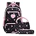 Sac à Dos Scolaire, Sets de Sac d'école Fille 3 en 1 Cartable de Loisir en Imperméable avec Sac à Main Sac à Crayons pour Enfant Adolescent Idéal pour l'École/Les Loisirs/Le Voyage/la randonnée