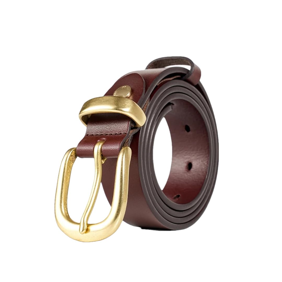 Cinturones de cuero de vaca para mujer, hebilla de color sólido, accesorios de vestir, cintura