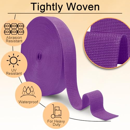 Image of CooBigo 12 Yards Webbing 1 inch & 1.5 inch & 2 inch Polypropylene Webbing Strap 1 Inch 1.5 Inch 2 Inch Wide Webbing Strapping for Bags /Lawn Chair /Pool Solar Cover DIY Crafting