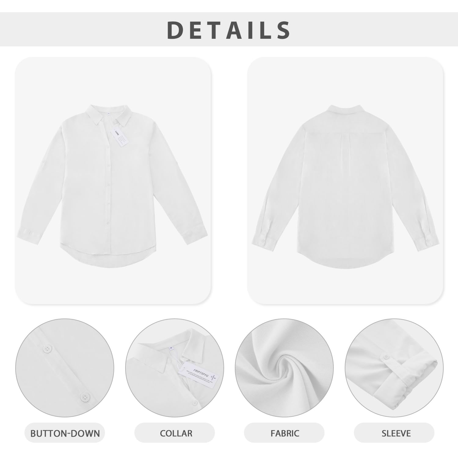 Friptspyg Bluse Damen 100% Baumwolle Langarm Lässig Hemd V-Schnitt Roll Up Ärmel Button Down Bluse Tops