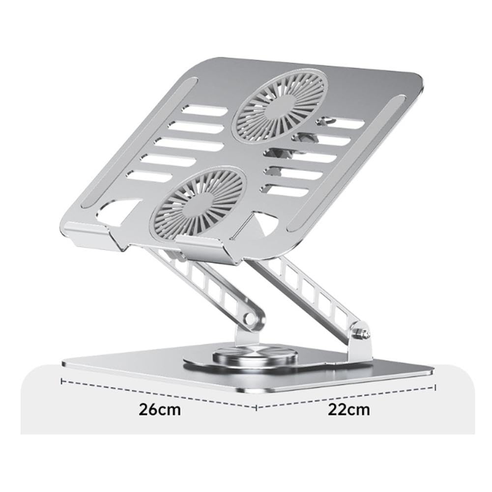 Soporte de refrigeración para portátil con ventilador, base de aluminio giratoria de 360°, enfriador turbo dual, elevador ajustable para computadora portátil de oficina para juegos (rosa)