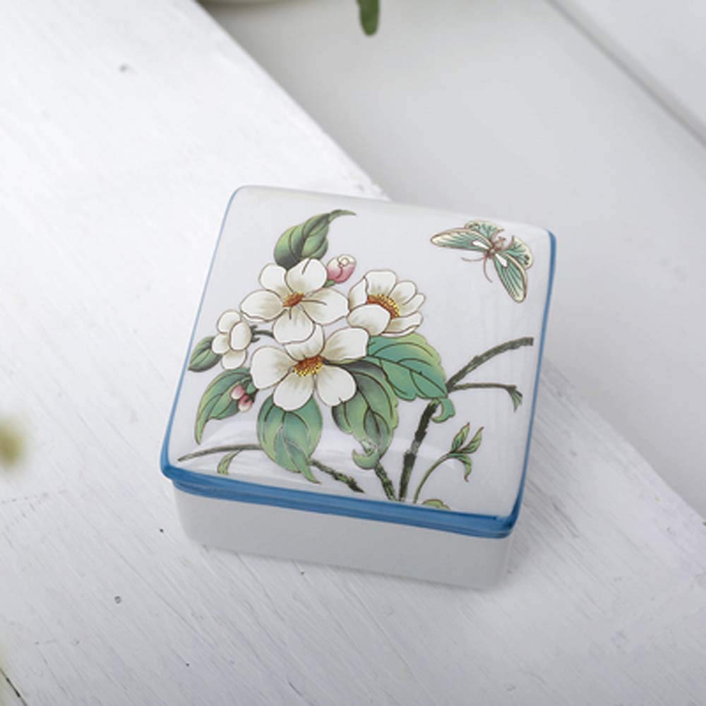 MKXF European Household Retro Ceramic Jewelry Box Hand-Painted Storage Box Chinese Decorative Box Jewelry Box Dressing Table Decoration